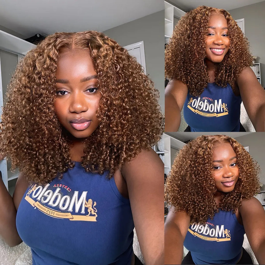 【20”Only $87.99】BANGJAZZ Short Kinky Curly Ready to Wear Glueless Wigs Pre Cut Lace Bleached Konts Closure Wigs Human Hair Wig 200% Density Lace Front Wigs Pre Plucked for Women #Summervibes