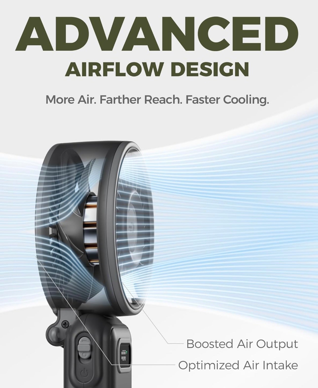 Portable Turbo Fan, 100 Speed Handheld Fan with Strong Airflow, Foldable 4 in 1 Personal Fan for Neck, Desk & Travel, USB-C Rechargeable, Lightweight for Summer, Concerts & Outdoor Use