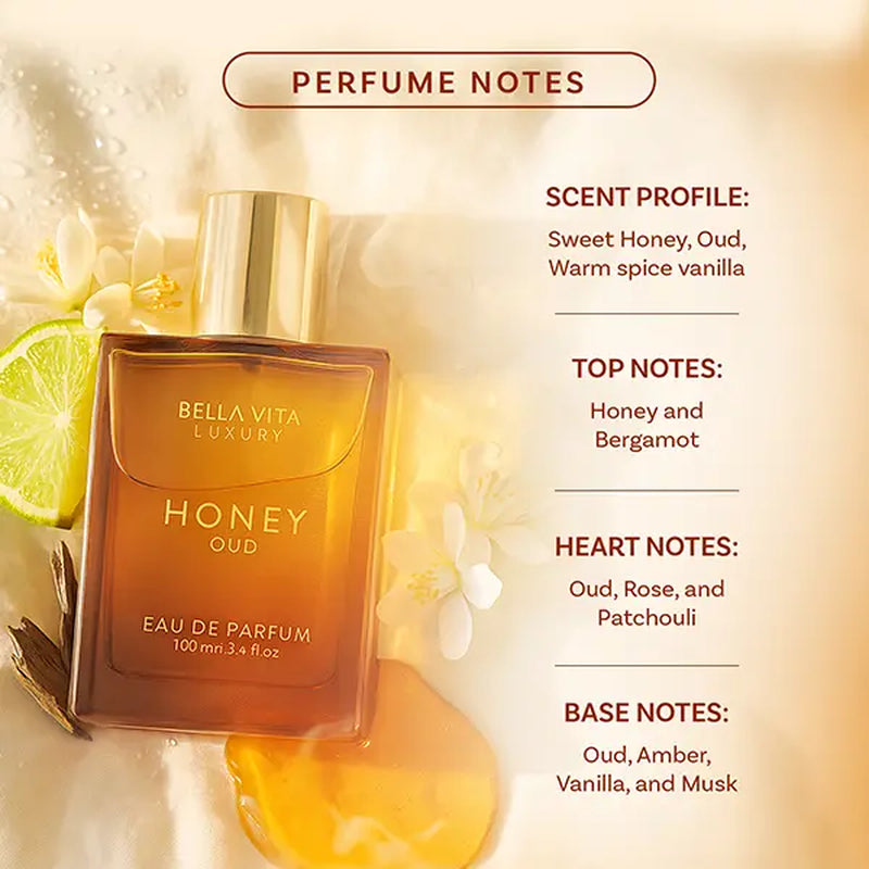 Bella Vita Luxury'S Honey Oud | Eau De Parfum 100Ml (3.4 Fl Oz) | Patchouli, Vanilla, Bergamot | Floral & Spicy | Made with Clean & Vegan Essentials Oils | Cruelty Free Fragrance Perfume | Super Brand Day Exclusive