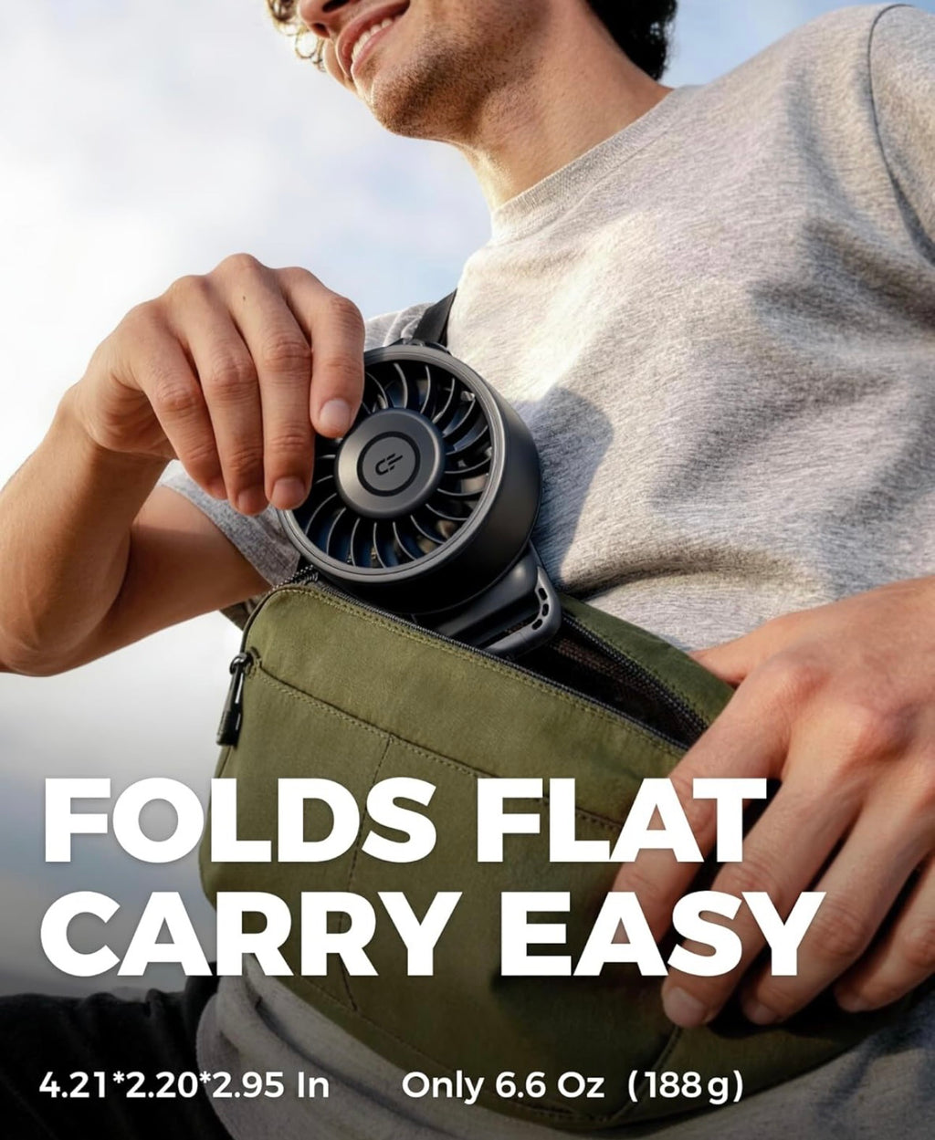 Portable Turbo Fan, 100 Speed Handheld Fan with Strong Airflow, Foldable 4 in 1 Personal Fan for Neck, Desk & Travel, USB-C Rechargeable, Lightweight for Summer, Concerts & Outdoor Use