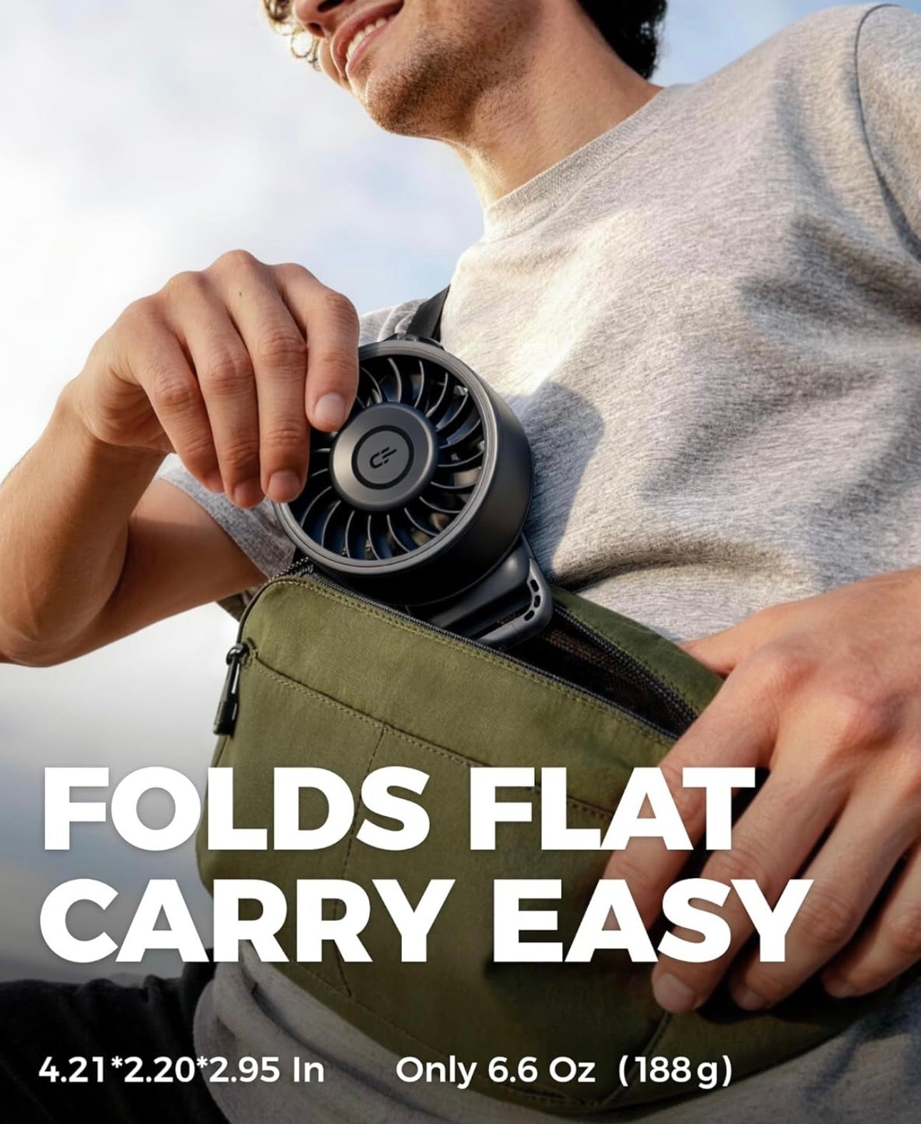 Portable Turbo Fan, 100 Speed Handheld Fan with Strong Airflow, Foldable 4 in 1 Personal Fan for Neck, Desk & Travel, USB-C Rechargeable, Lightweight for Summer, Concerts & Outdoor Use