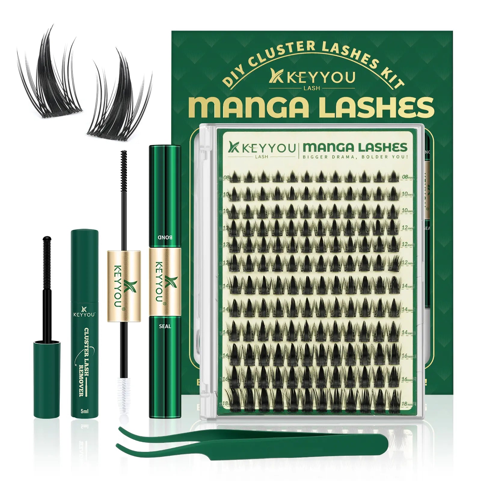 KEYYOU Fairy Chispa Lash Clusters Invisible Band DIY Lashes - Individual Clusters or Full Kit to Customize! -Wet Look Waterproof Eyelash Extension Wispy Manga Kawaii Doll Lashes Feline Lash Look Medusa Lash Handmade Lash #Dealsforyoudays