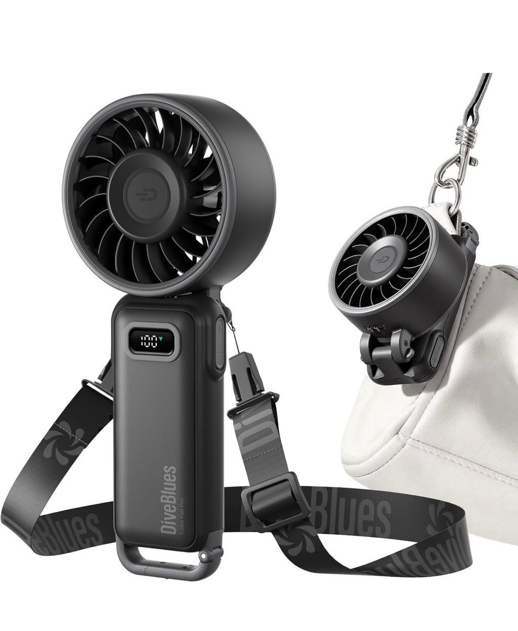 Portable Turbo Fan, 100 Speed Handheld Fan with Strong Airflow, Foldable 4 in 1 Personal Fan for Neck, Desk & Travel, USB-C Rechargeable, Lightweight for Summer, Concerts & Outdoor Use