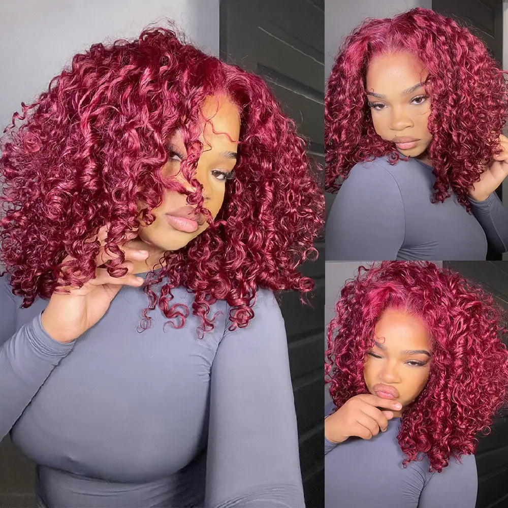 【20”Only $87.99】BANGJAZZ Short Kinky Curly Ready to Wear Glueless Wigs Pre Cut Lace Bleached Konts Closure Wigs Human Hair Wig 200% Density Lace Front Wigs Pre Plucked for Women #Summervibes