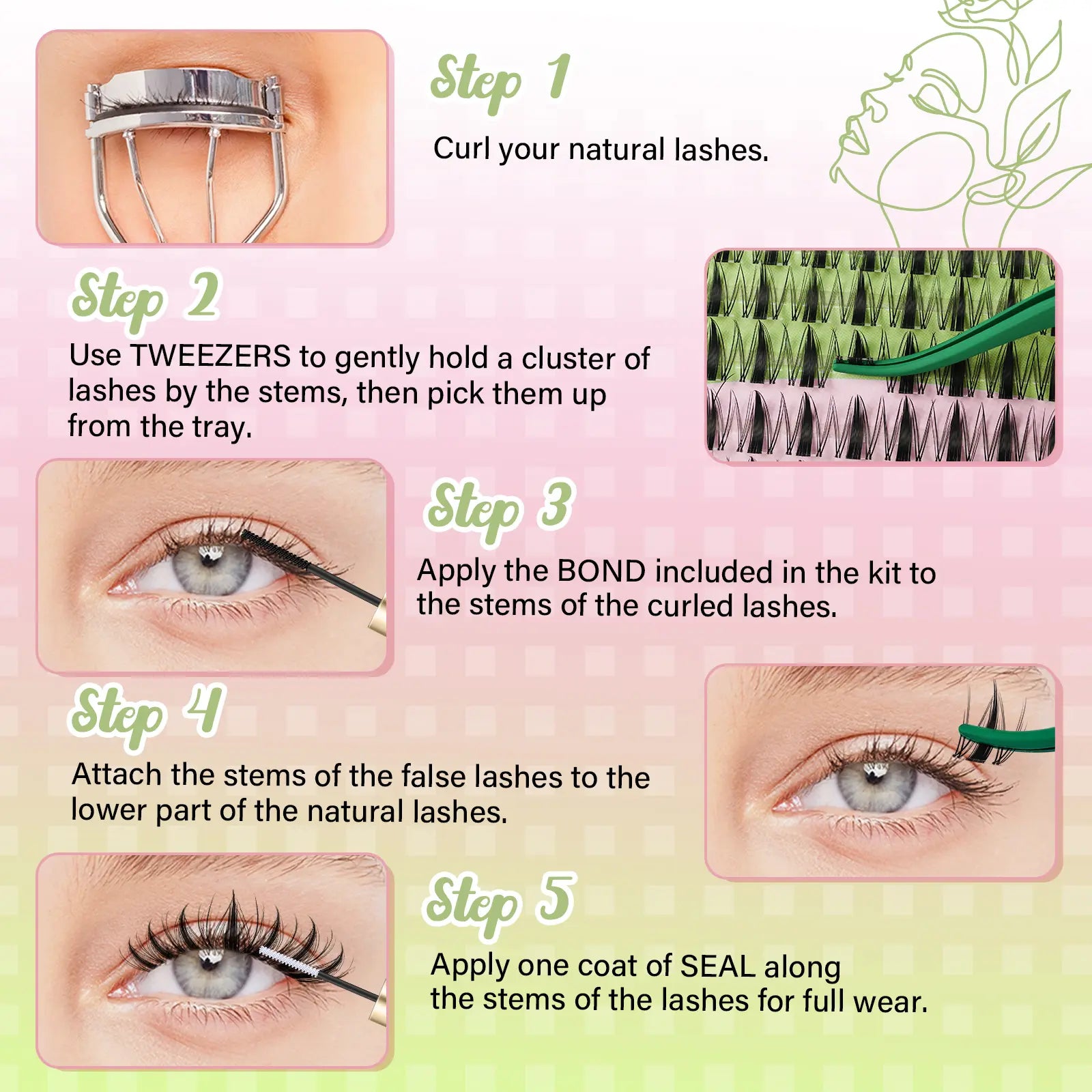 KEYYOU Fairy Chispa Lash Clusters Invisible Band DIY Lashes - Individual Clusters or Full Kit to Customize! -Wet Look Waterproof Eyelash Extension Wispy Manga Kawaii Doll Lashes Feline Lash Look Medusa Lash Handmade Lash #Dealsforyoudays