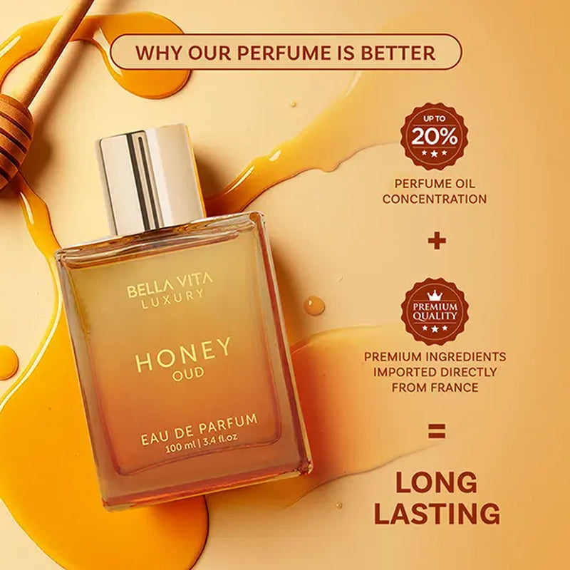 Bella Vita Luxury'S Honey Oud | Eau De Parfum 100Ml (3.4 Fl Oz) | Patchouli, Vanilla, Bergamot | Floral & Spicy | Made with Clean & Vegan Essentials Oils | Cruelty Free Fragrance Perfume | Super Brand Day Exclusive